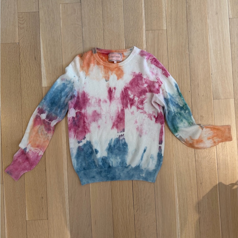 Lingua Franca Rainbow Hand Dye Cashmere Crewneck Sweater
